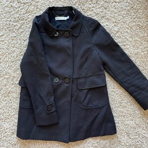 See by Chloe Black Peacoat Double Breasted Coat 100% Cotton XS Parisian Chic Lux